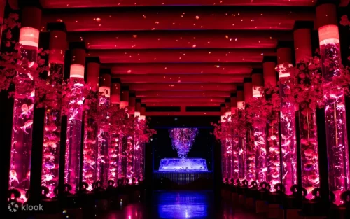 Beautiful Temaririum exhibit with traditional Japanese designs