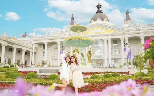 Visitors enjoying family activities in the grand estate