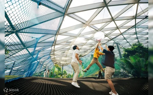 Families enjoying the dream-like atmosphere of the Foggy Bowls at Canopy Park.
