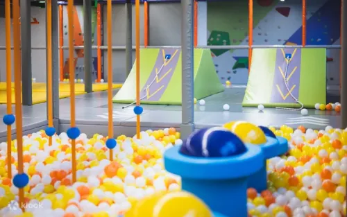 Family celebrating a joyous birthday party at the MOSKIDDO indoor playground
