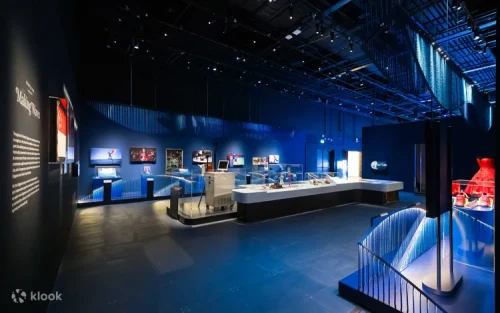 Families enjoying educational activities and exhibitions inside the museum