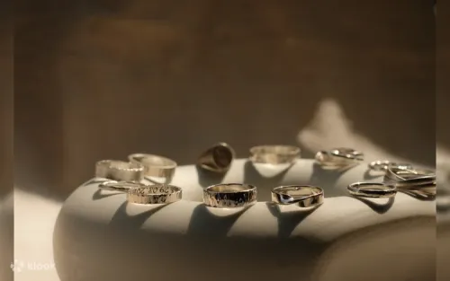 Close up of hammering and texturing a custom silver bangle