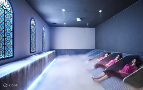 Traditional Japanese stone sauna featuring relaxing far-infrared rays