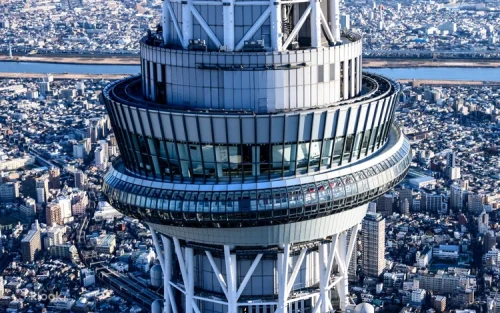 Stunning sunset view over the Tokyo metropolitan area from 350 meters high