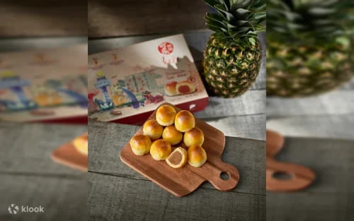 Close up of traditional open-faced pineapple tarts with a buttery crust