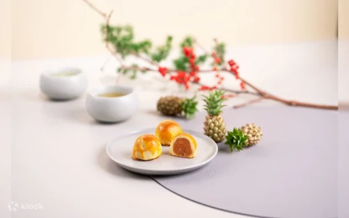 Handcrafted Singaporean pastries displayed on a festive serving plate