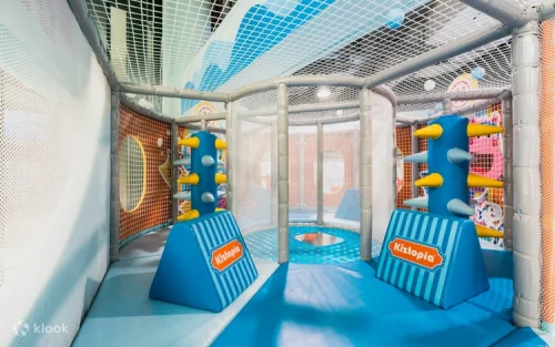 Kids bouncing on trampolines and playing AR interactive games