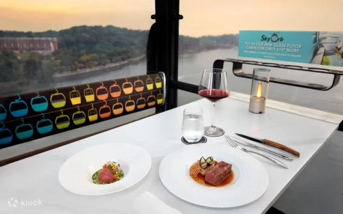Premium champagne and charcuterie board in a private cable car