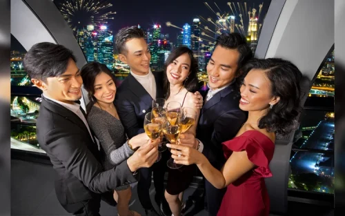 Chilled premium champagne served inside the Singapore Flyer capsule