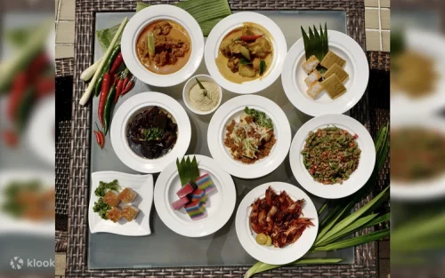 Vibrant and colorful assortment of sweet Nonya Kueh desserts