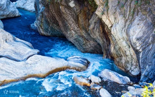 The picturesque Changchun Shrine built over a cascading waterfall in Hualien Taiwan.