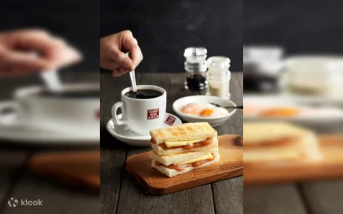 Crispy traditional kaya toast with butter and coconut jam