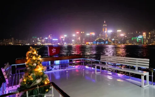 Symphony of Lights show viewed from the Harbor One yacht