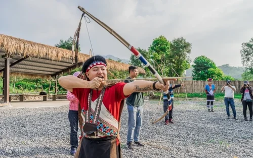 Traditional Tsou indigenous dance performance at Zhuolu Tribe Theater