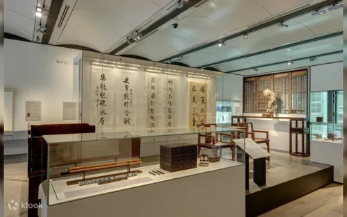 Intricate Asian artifacts and masterpieces on display in the museum galleries.
