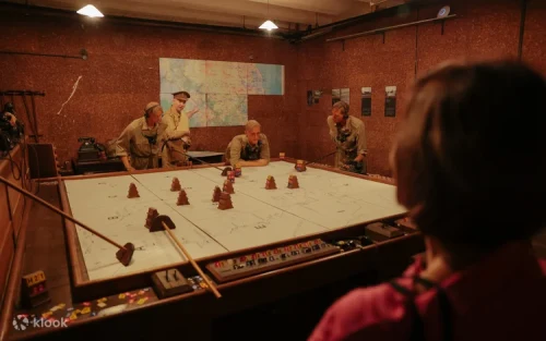 Immersive 270-degree projection room displaying WWII history in Singapore