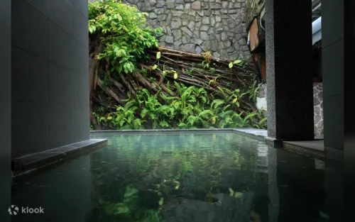 Pristine White Sulfur hot spring baths surrounded by the Datunshan peaks