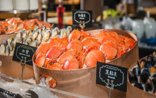 Fresh seafood and sashimi selection at the buffet
