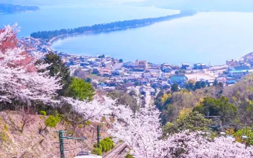 Travelers enjoying the serene coastal landscape of rural Kyoto