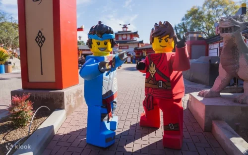 Children enjoying the thrilling Dragon Coaster at LEGOLAND Korea.