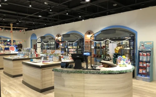 Guests exploring the marine education theme park and fishing tackle shop