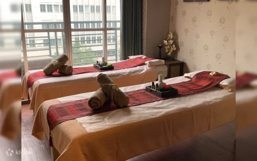 Aromatherapy and premium essential oil massage treatment setup