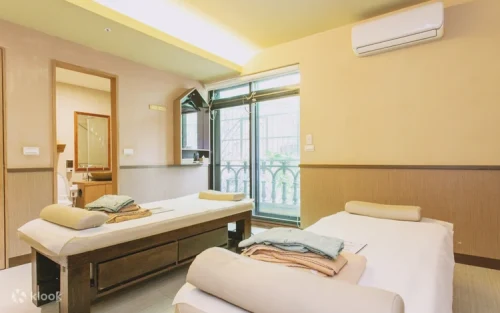 Comfortable and clean massage room with modern spa facilities