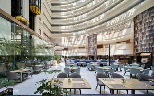 Elegant and spacious atrium dining area in Taipei