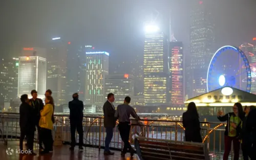 Breathtaking night views of the Victoria Harbour skyline from the cruise deck.