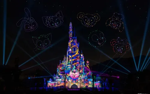 Momentous nighttime spectacular fireworks over Main Street U.S.A.