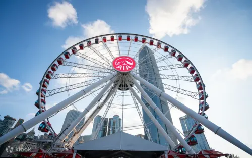 Panoramic views of Victoria Harbour from the observation wheel.