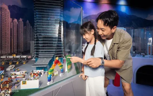 Colorful indoor LEGO playground with interactive family activities