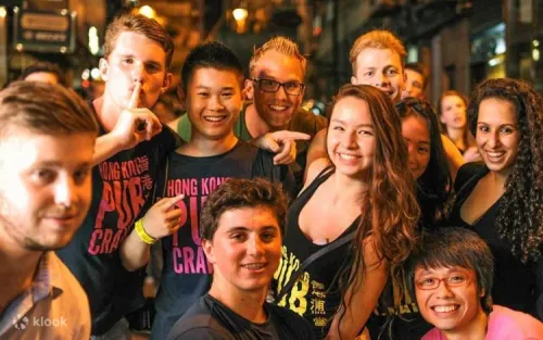 Expert nightlife guide leading a group through Lan Kwai Fong alleyways