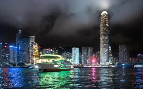 A Symphony of Lights laser show viewed from the cruise ship