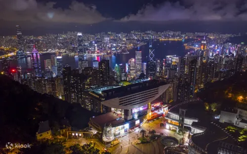 Stunning panoramic daytime views of Victoria Harbour from Sky Terrace 428.
