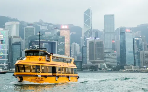Symphony of Lights laser show illuminating the Hong Kong skyline