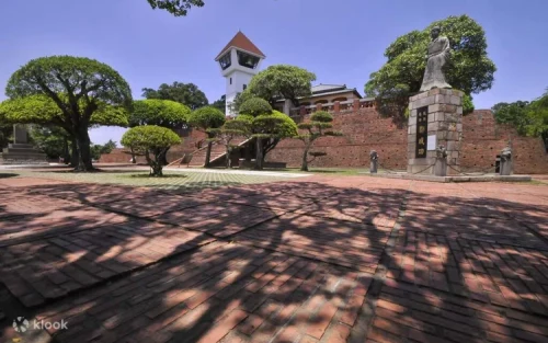 Iconic white observation tower at Anping Old Fort in Tainan