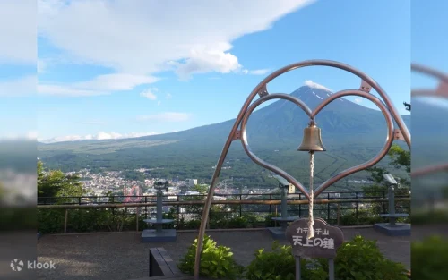 Aerial view of Lake Kawaguchi from the Mt Fuji Panoramic Ropeway cabin.