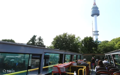 Tourists hopping off at the iconic Namsan Seoul Tower stop
