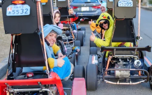 English speaking guide leading a go kart tour in Tokyo