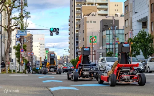 Custom street karts parked near Ebisu Station in Tokyo