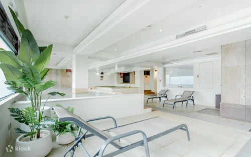 Minimalist Japanese-inspired interior design at the hot spring resort