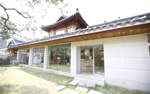 Elegant traditional Korean clothing on display