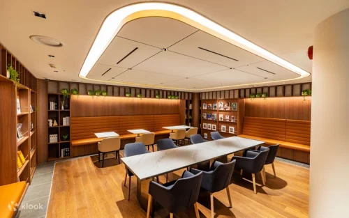 Comfortable premium seating at Incheon International Airport lounge