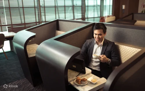 Comfortable seating and massage chairs at SATS Premier Lounge