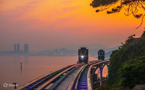 Stunning panoramic night view of Busan city and Gwangan Bridge