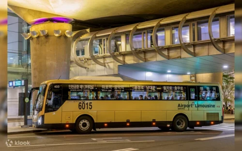 Exterior of the modern airport limousine bus waiting at Incheon Airport