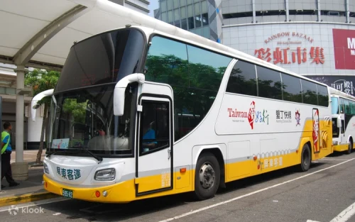 Comfortable seating inside the spacious express coach to Kenting