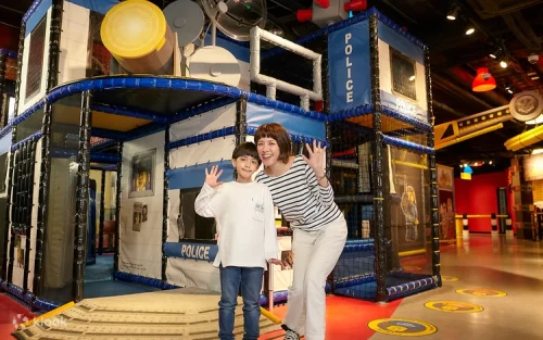 Kids playing safely in the colorful indoor soft play area