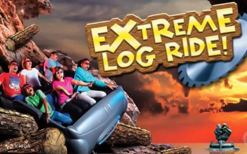 Experiencing the extreme virtual rollercoaster ride through ravines in the Extreme Log Ride.